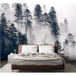 Фотообои Сосновый лес в тумане 400х270 см для коридора