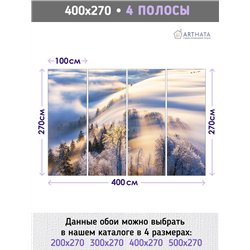 Фотообои Зимний лес в солнечных лучах 400х270 см для оформления стен в гостиной