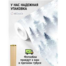 Фотообои Зимний акварельный лес в тумане 500х270 см для спальни