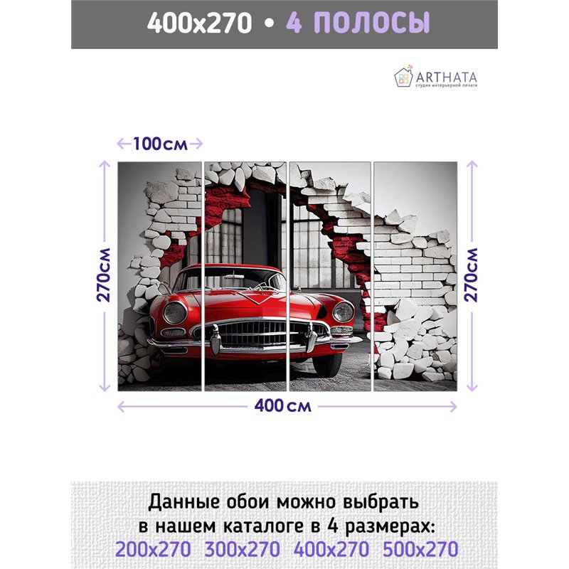 Фотообои для интерьера - 400х270см из 4х полос. Обои для стен, оформление спальни, детской комнаты, кухни, гостинной.