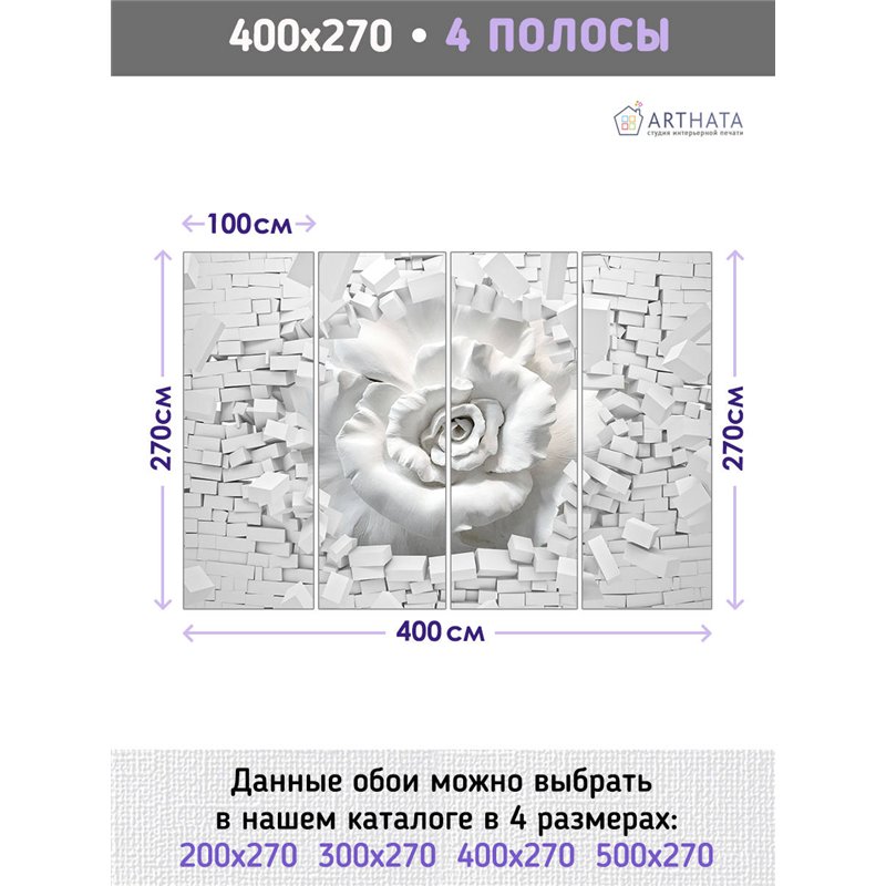 Фотообои для интерьера - 400х270см из 4х полос. Обои для стен, оформление спальни, детской комнаты, кухни, гостинной.