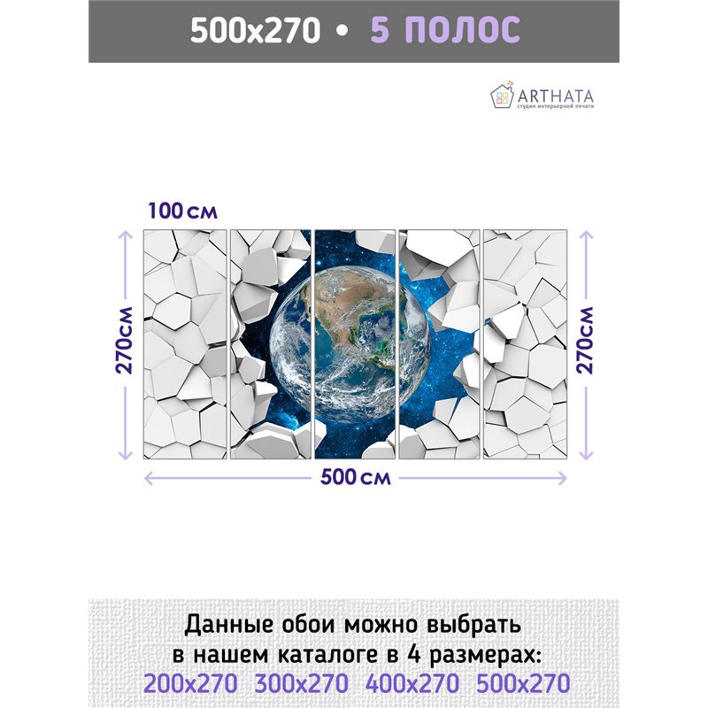 Фотообои для интерьера - 500х270см из 5и полос. Обои для стен, оформление спальни, детской комнаты, кухни, гостинной.