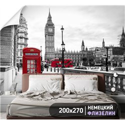 Фотообои красная будка Лондон 200х270 в коридор метровые