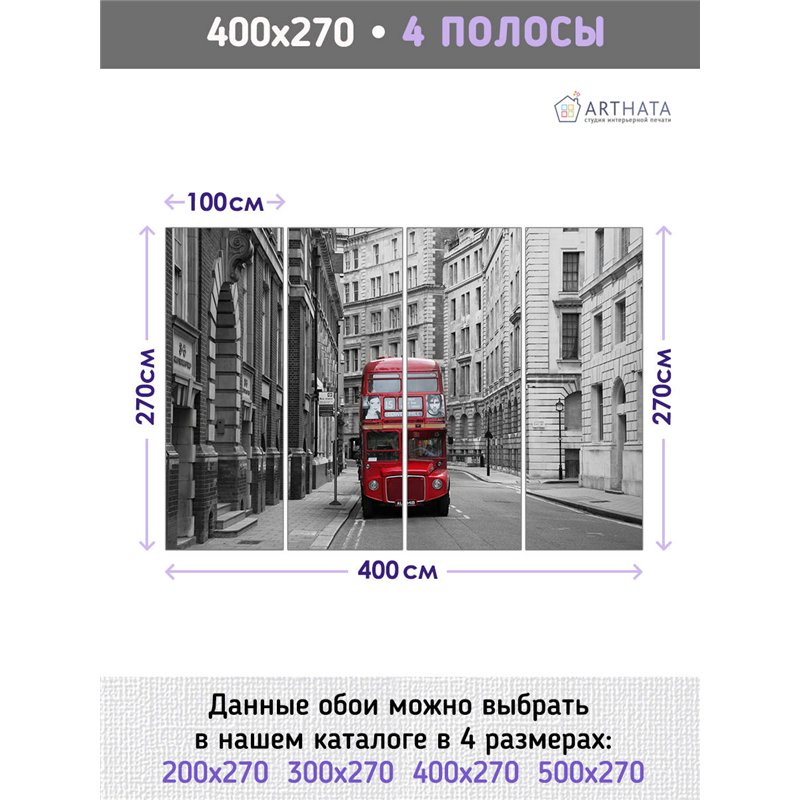 Фотообои для интерьера - 400х270см из 4х полос. Обои для стен, оформление спальни, детской комнаты, кухни, гостинной.