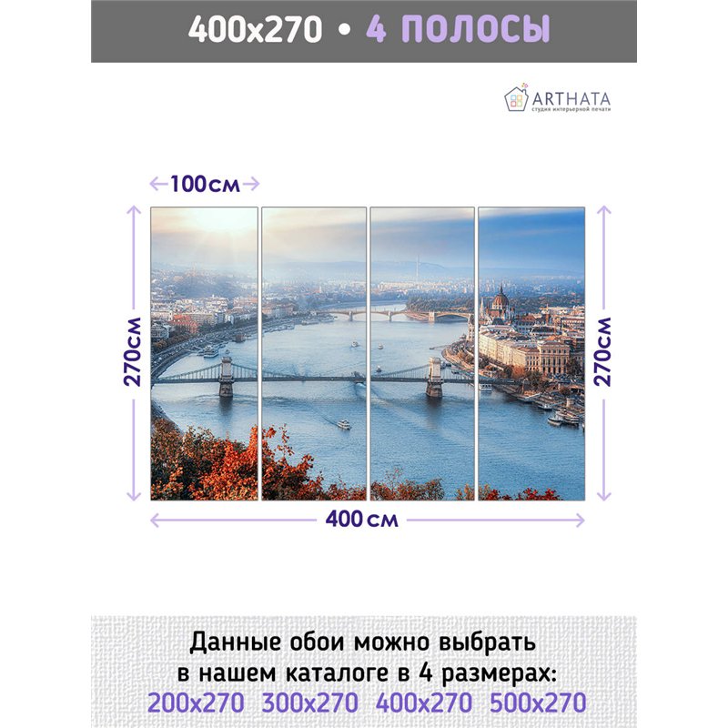 Фотообои для интерьера - 400х270см из 4х полос. Обои для стен, оформление спальни, детской комнаты, кухни, гостинной.