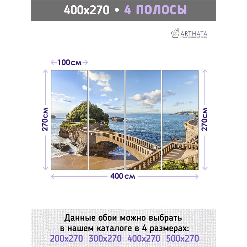 Фотообои для интерьера - 400х270см из 4х полос. Обои для стен, оформление спальни, детской комнаты, кухни, гостинной.
