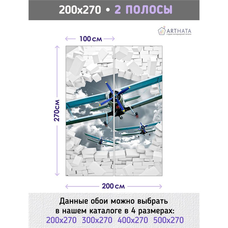 Фотообои для интерьера - 200х270см из 2х полос. Обои для стен, оформление спальни, детской комнаты, кухни, гостинной.