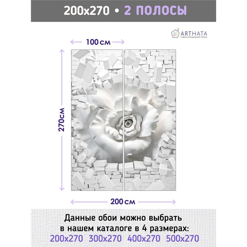 Фотообои для интерьера - 200х270см из 2х полос. Обои для стен, оформление спальни, детской комнаты, кухни, гостинной.