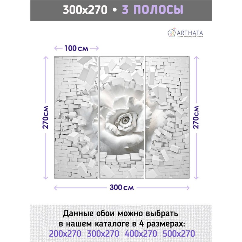 Фотообои для интерьера - 300х270см из 3х полос. Обои для стен, оформление спальни, детской комнаты, кухни, гостинной.
