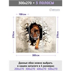 Фотообои для интерьера - 300х270см из 3х полос. Обои для стен, оформление спальни, детской комнаты, кухни, гостинной.