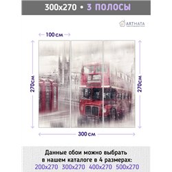 Фотообои для интерьера - 300х270см из 3х полос. Обои для стен, оформление спальни, детской комнаты, кухни, гостинной.
