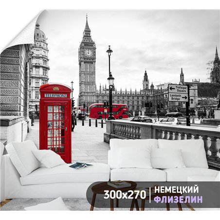 Фотообои для интерьера - 300х270см из 3х полос. Обои для стен, оформление спальни, детской комнаты, кухни, гостинной.