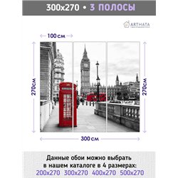Фотообои для интерьера - 300х270см из 3х полос. Обои для стен, оформление спальни, детской комнаты, кухни, гостинной.