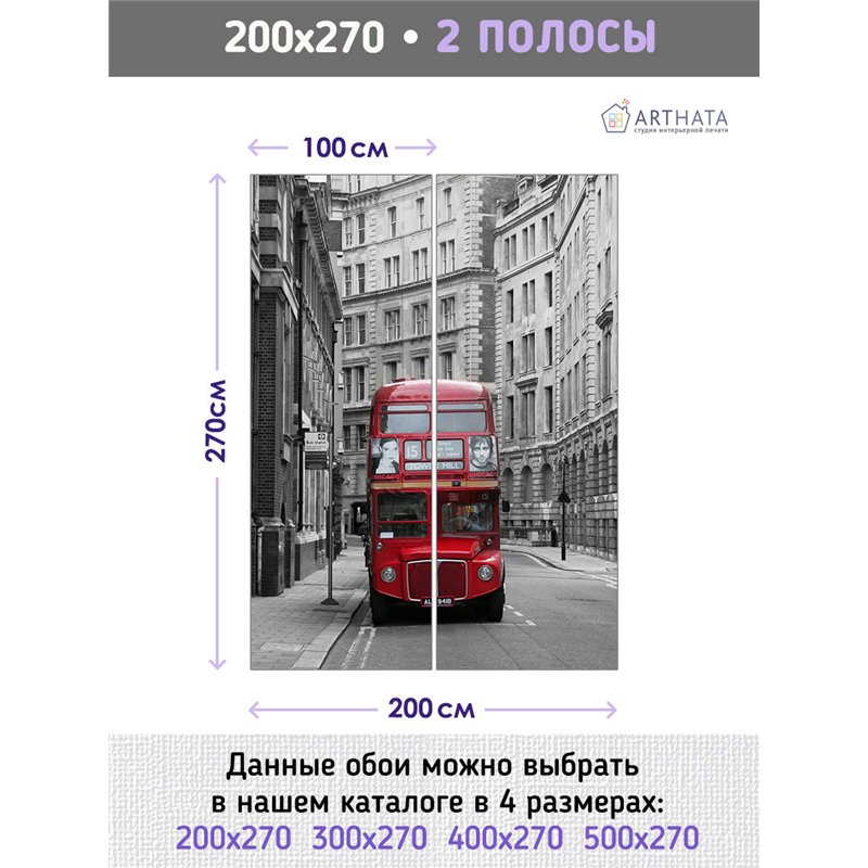 Фотообои для интерьера - 200х270см из 2х полос. Обои для стен, оформление спальни, детской комнаты, кухни, гостинной.
