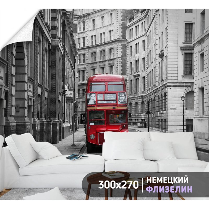 Фотообои для интерьера - 300х270см из 3х полос. Обои для стен, оформление спальни, детской комнаты, кухни, гостинной.