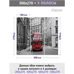 Фотообои для интерьера - 300х270см из 3х полос. Обои для стен, оформление спальни, детской комнаты, кухни, гостинной.
