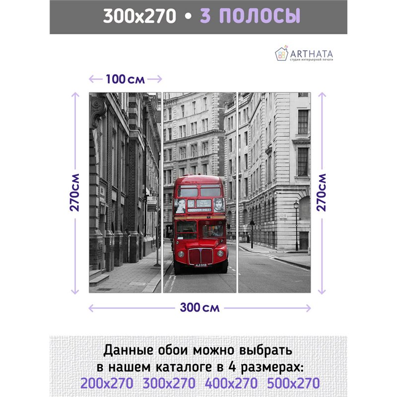 Фотообои для интерьера - 300х270см из 3х полос. Обои для стен, оформление спальни, детской комнаты, кухни, гостинной.