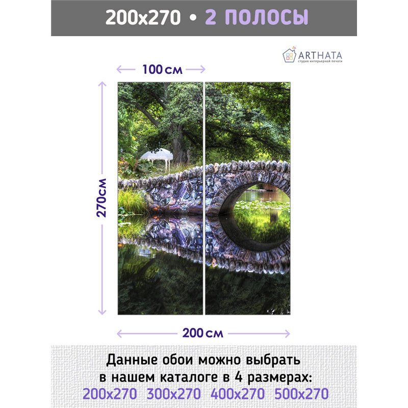 Фотообои для интерьера - 200х270см из 2х полос. Обои для стен, оформление спальни, детской комнаты, кухни, гостинной.