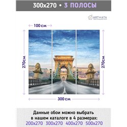 Фотообои для интерьера - 300х270см из 3х полос. Обои для стен, оформление спальни, детской комнаты, кухни, гостинной.