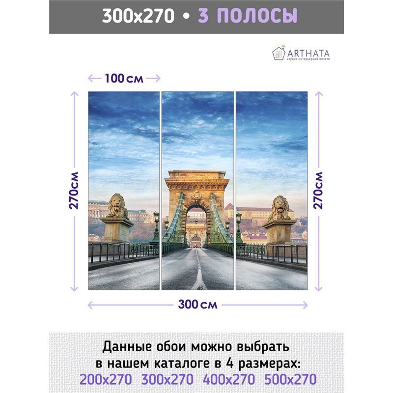 Фотообои для интерьера - 300х270см из 3х полос. Обои для стен, оформление спальни, детской комнаты, кухни, гостинной.