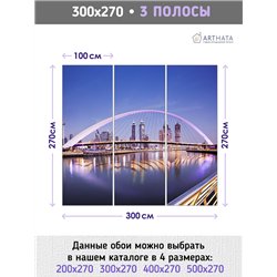Фотообои для интерьера - 300х270см из 3х полос. Обои для стен, оформление спальни, детской комнаты, кухни, гостинной.