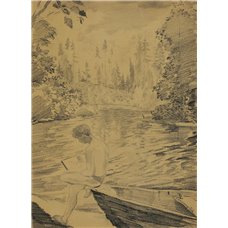 Картина на холсте по фото Модульные картины Печать портретов на холсте Молодой человек рисует у озера