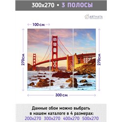 Фотообои для интерьера - 300х270см из 3х полос. Обои для стен, оформление спальни, детской комнаты, кухни, гостинной.