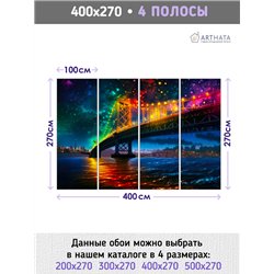Фотообои для интерьера - 400х270см из 4х полос. Обои для стен, оформление спальни, детской комнаты, кухни, гостинной.