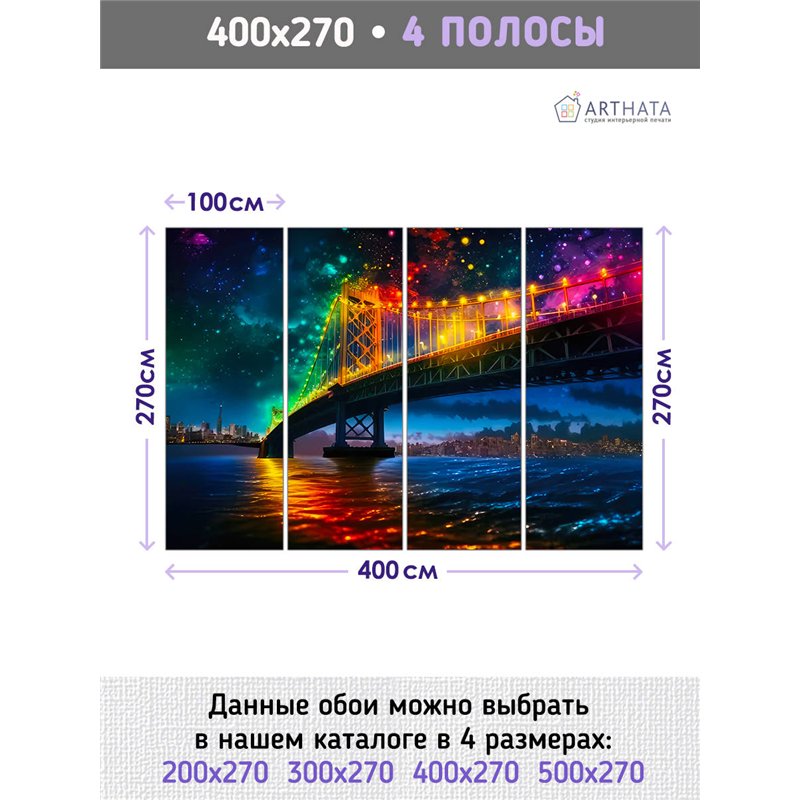 Фотообои для интерьера - 400х270см из 4х полос. Обои для стен, оформление спальни, детской комнаты, кухни, гостинной.