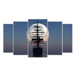 Модульная картина из 5-ти частей, корабль в закате - Модульная картины, Репродукции, Декоративные панно, Декор стен