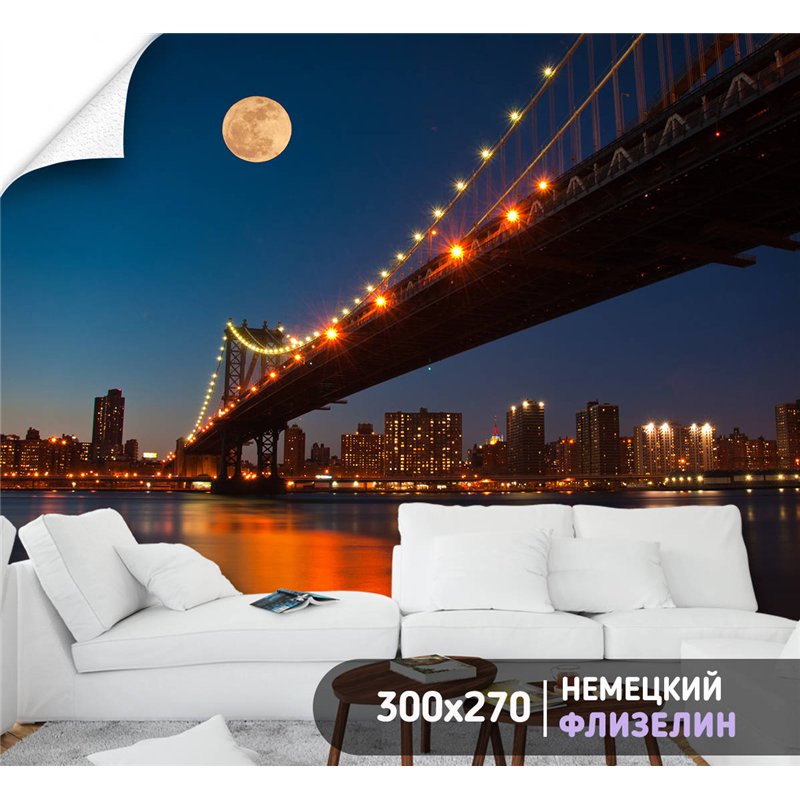 Фотообои для интерьера - 300х270см из 3х полос. Обои для стен, оформление спальни, детской комнаты, кухни, гостинной.