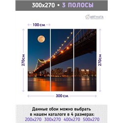 Фотообои для интерьера - 300х270см из 3х полос. Обои для стен, оформление спальни, детской комнаты, кухни, гостинной.