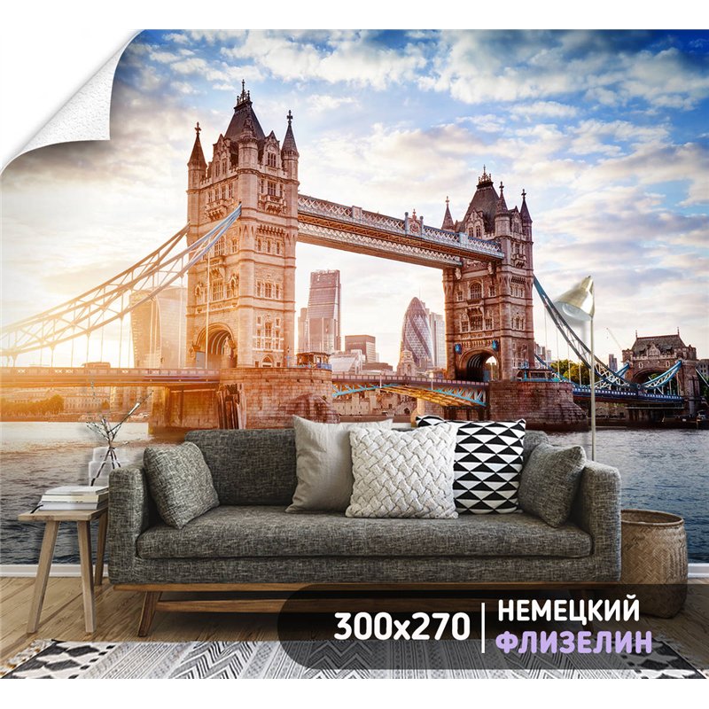 Фотообои для интерьера - 300х270см из 3х полос. Обои для стен, оформление спальни, детской комнаты, кухни, гостинной.