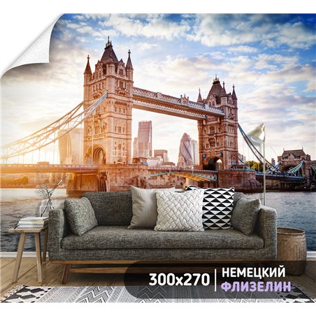 Фотообои для интерьера - 300х270см из 3х полос. Обои для стен, оформление спальни, детской комнаты, кухни, гостинной.