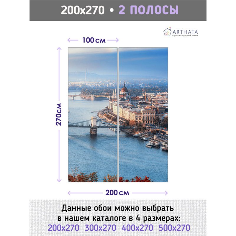 Фотообои для интерьера - 200х270см из 2х полос. Обои для стен, оформление спальни, детской комнаты, кухни, гостинной.