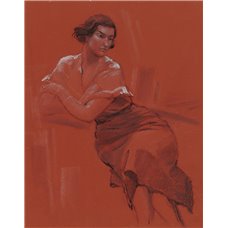 Картина на холсте по фото Модульные картины Печать портретов на холсте Женщина у стола