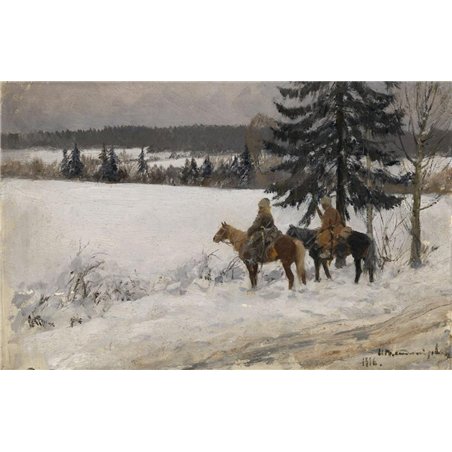 Владимиров Иван «Зимний пейзаж с казаками»