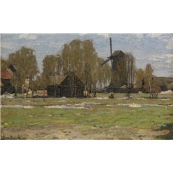 Петровичев Петр «Летний пейзаж с мельницей»