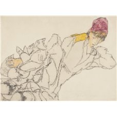Картина на холсте по фото Модульные картины Печать портретов на холсте Лежащая в пальто и красной шапке женщина