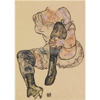 Портреты картины репродукции на заказ - Сидящая женщина с согнутой левой ногой