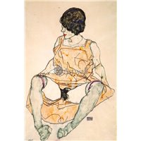 Портреты картины репродукции на заказ - Сидящая женщина с поднятым платьем