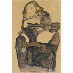 Сидящая девушка с поднятой ногой - Модульная картины, Репродукции, Декоративные панно, Декор стен