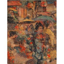 Рынок в Нагасаки - Модульная картины, Репродукции, Декоративные панно, Декор стен