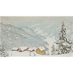 Зимний пейзаж с фермой - Модульная картины, Репродукции, Декоративные панно, Декор стен