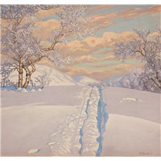 Картина на холсте по фото Модульные картины Печать портретов на холсте Зимний пейзаж с лыжней