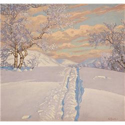 Зимний пейзаж с лыжней - Модульная картины, Репродукции, Декоративные панно, Декор стен