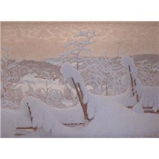 Картина на холсте по фото Модульные картины Печать портретов на холсте Зимний пейзаж с забором, занесенным снегом