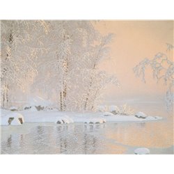 Зимний пейзаж с замерзшим озером - Модульная картины, Репродукции, Декоративные панно, Декор стен