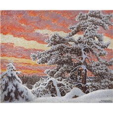 Картина на холсте по фото Модульные картины Печать портретов на холсте Зимний пейзаж на закате