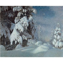 Зимний лунный свет - Модульная картины, Репродукции, Декоративные панно, Декор стен